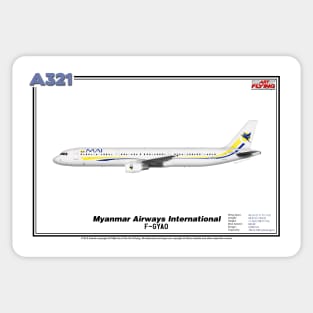 Airbus A321 - Myanmar Airways International (Art Print) Sticker